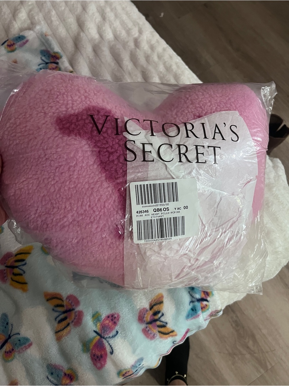Victoria's Secret Pink Heart Sherpa Pillow